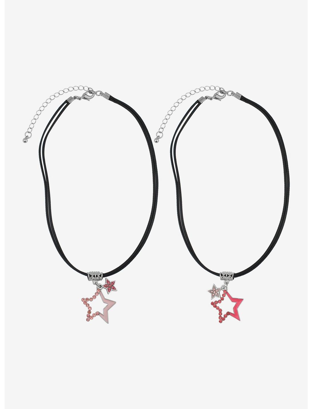 Sweet Society Pink Jeweled Star Best Friend Cord Necklaces, , hi-res