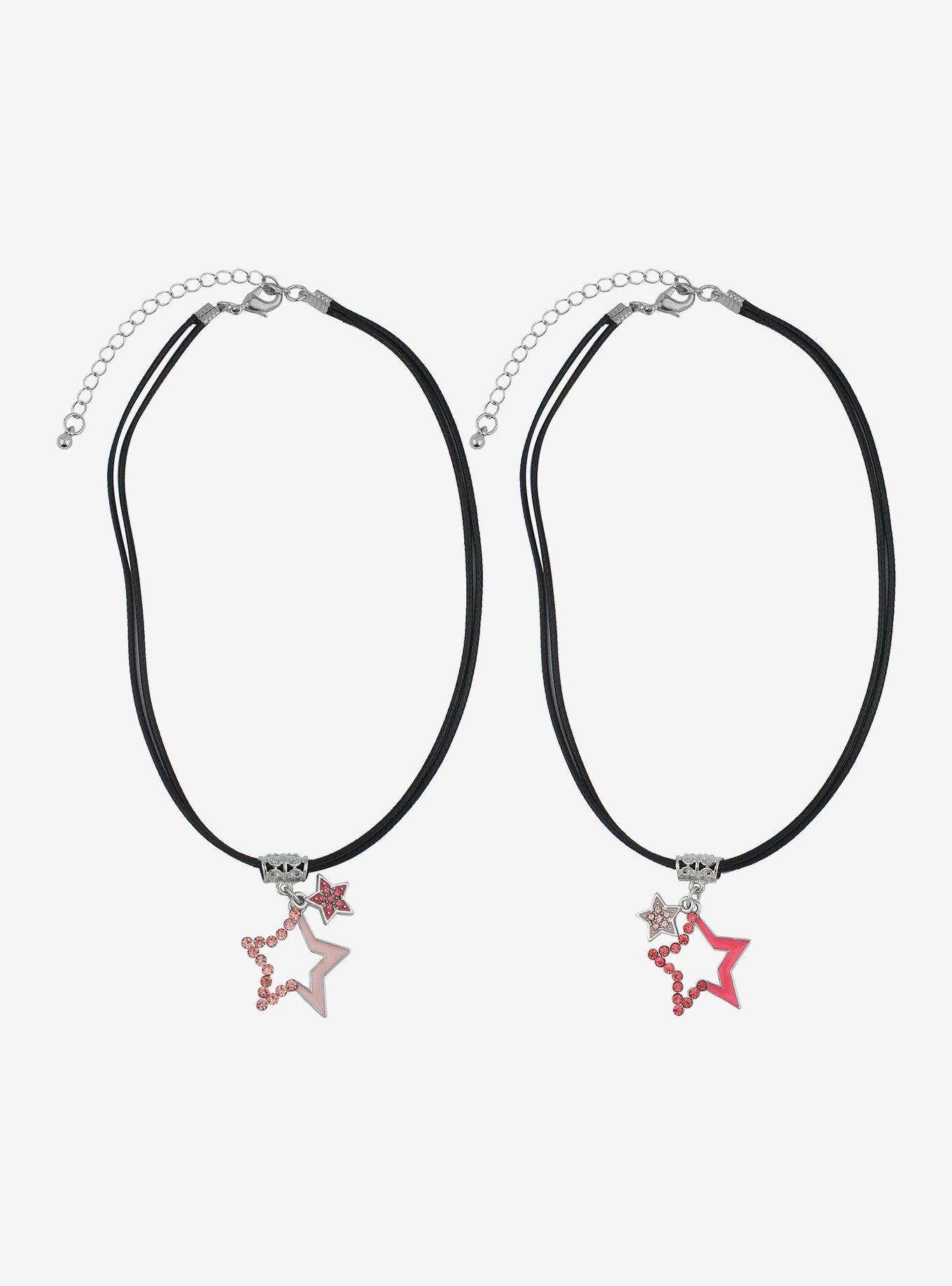Sweet Society Pink Jeweled Star Best Friend Cord Necklaces, , hi-res