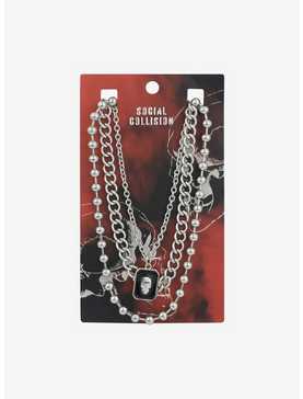Social Collision Skull Chain Necklace Set, , hi-res