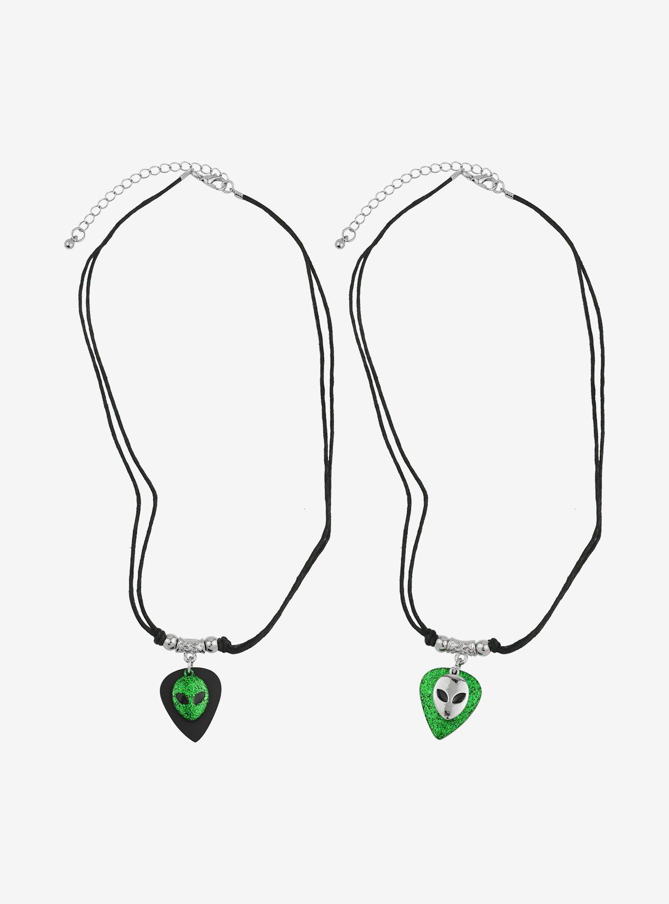 Cosmic Aura Alien Guitar Pick Best Friend Cord Necklace Set, , hi-res