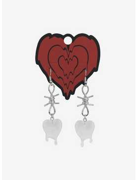 Drippy Heart Barbed Wire Drop Earrings, , hi-res