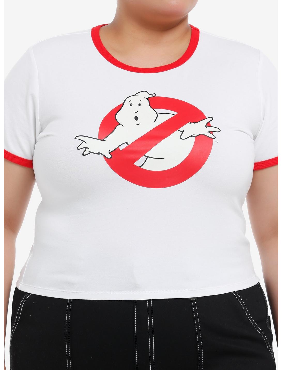 Her Universe Ghostbusters Logo Glow-In-The-Dark Girls Baby Ringer T-Shirt Plus Size, RED, hi-res