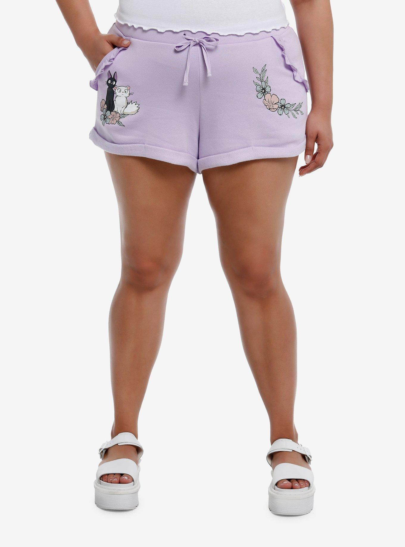 Her Universe Studio Ghibli Kiki's Delivery Service Cats Lounge Shorts Plus Size, LILAC, hi-res