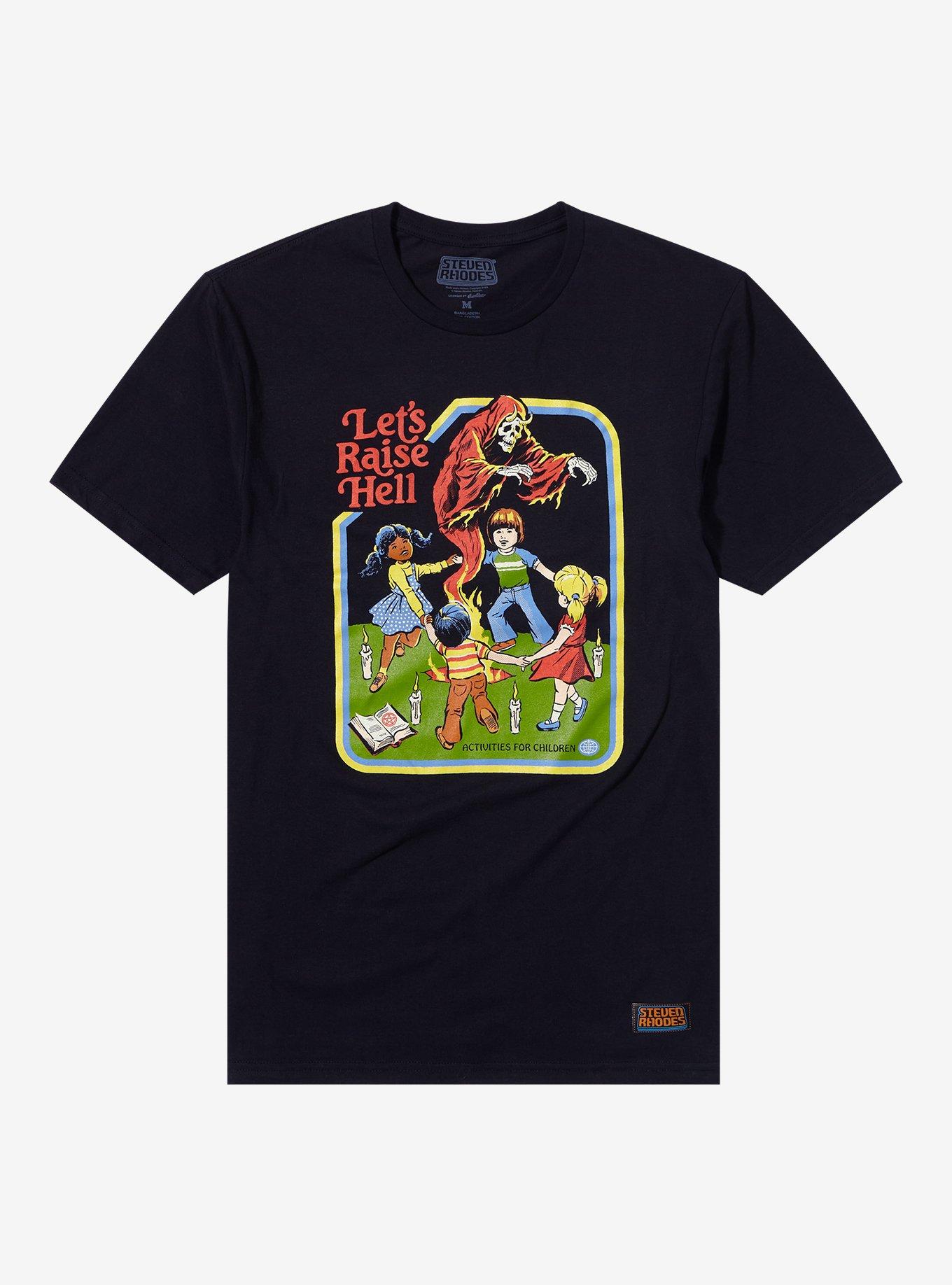 Let's Raise Hell Children Dancing T-Shirt By Steven Rhodes, BLACK, hi-res