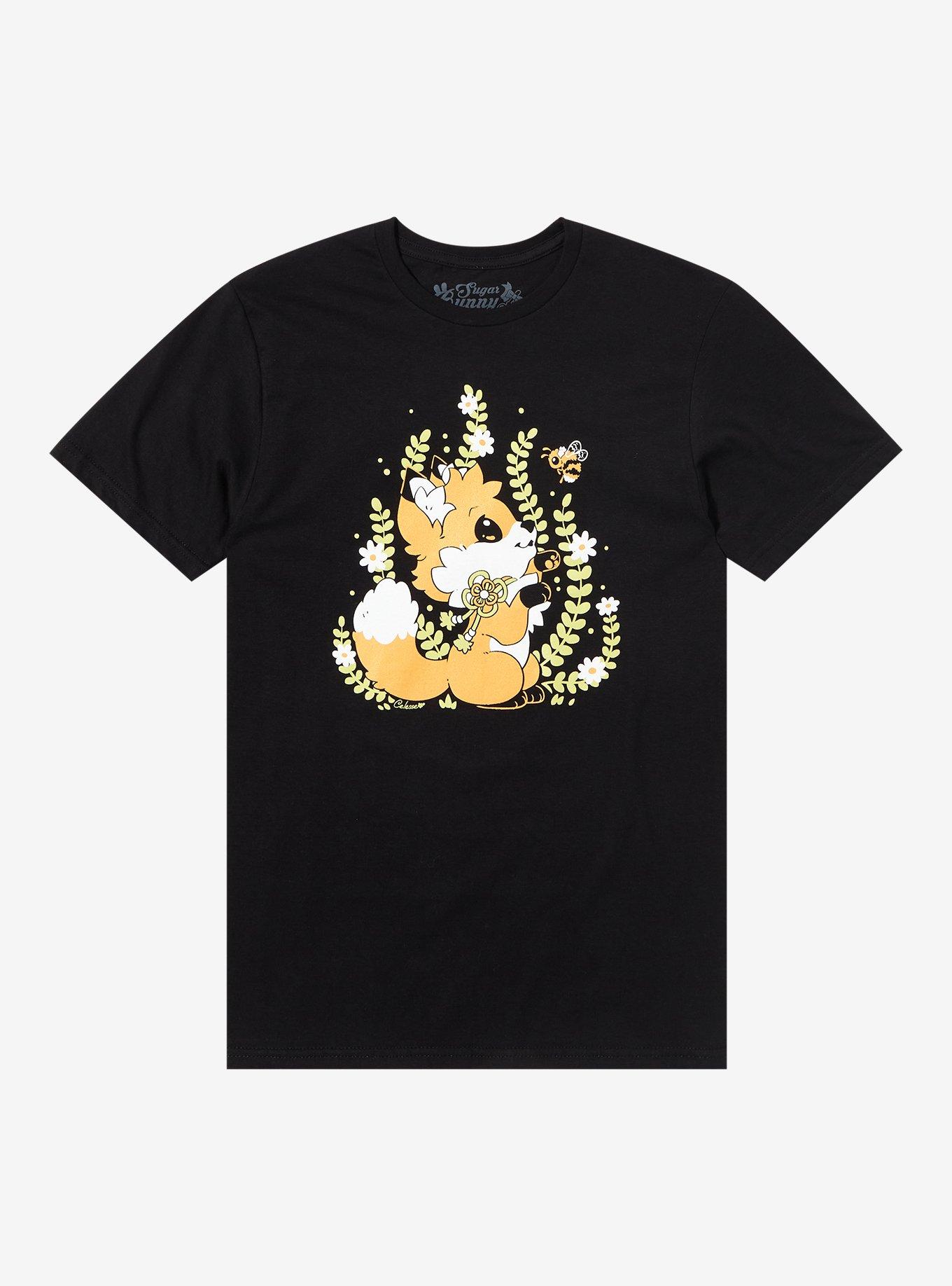 Fox Foliage T-Shirt By Samantha Whitten, BLACK, hi-res