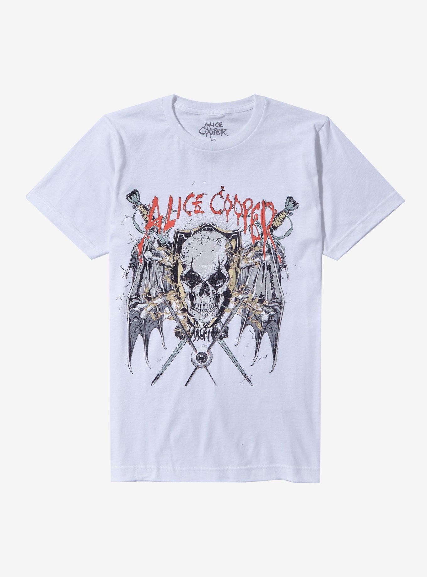 Alice Cooper Winged Skull & Blades Boyfriend Fit Girls T-Shirt, BRIGHT WHITE, hi-res