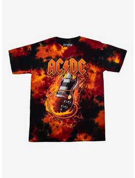 AC/DC Flaming Guitar Tie-Dye T-Shirt, , hi-res
