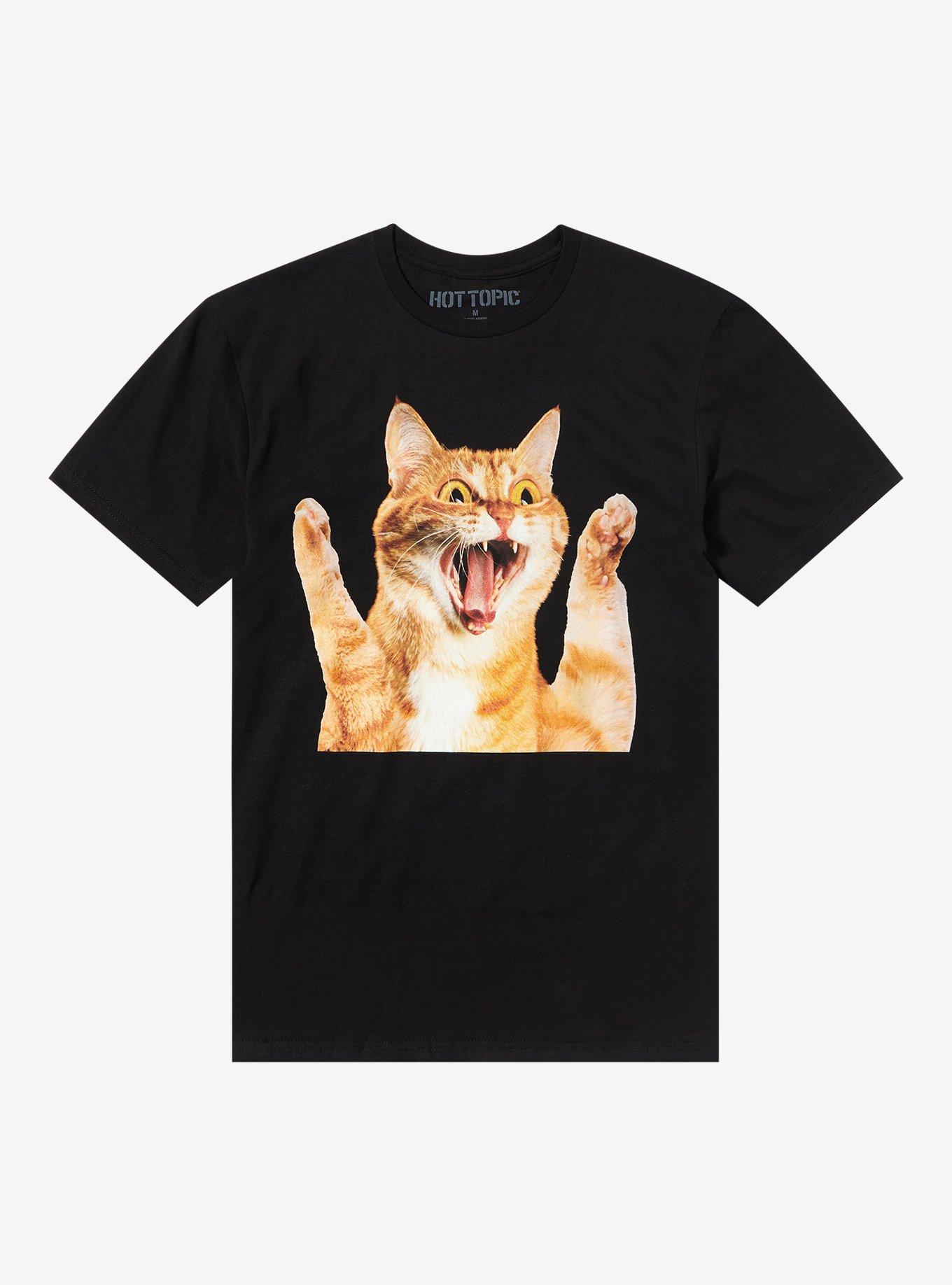 Cat Screaming T-Shirt, BLACK, hi-res