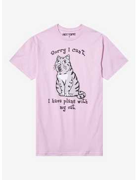 Plans With My Cat Pastel Pink T-Shirt, , hi-res
