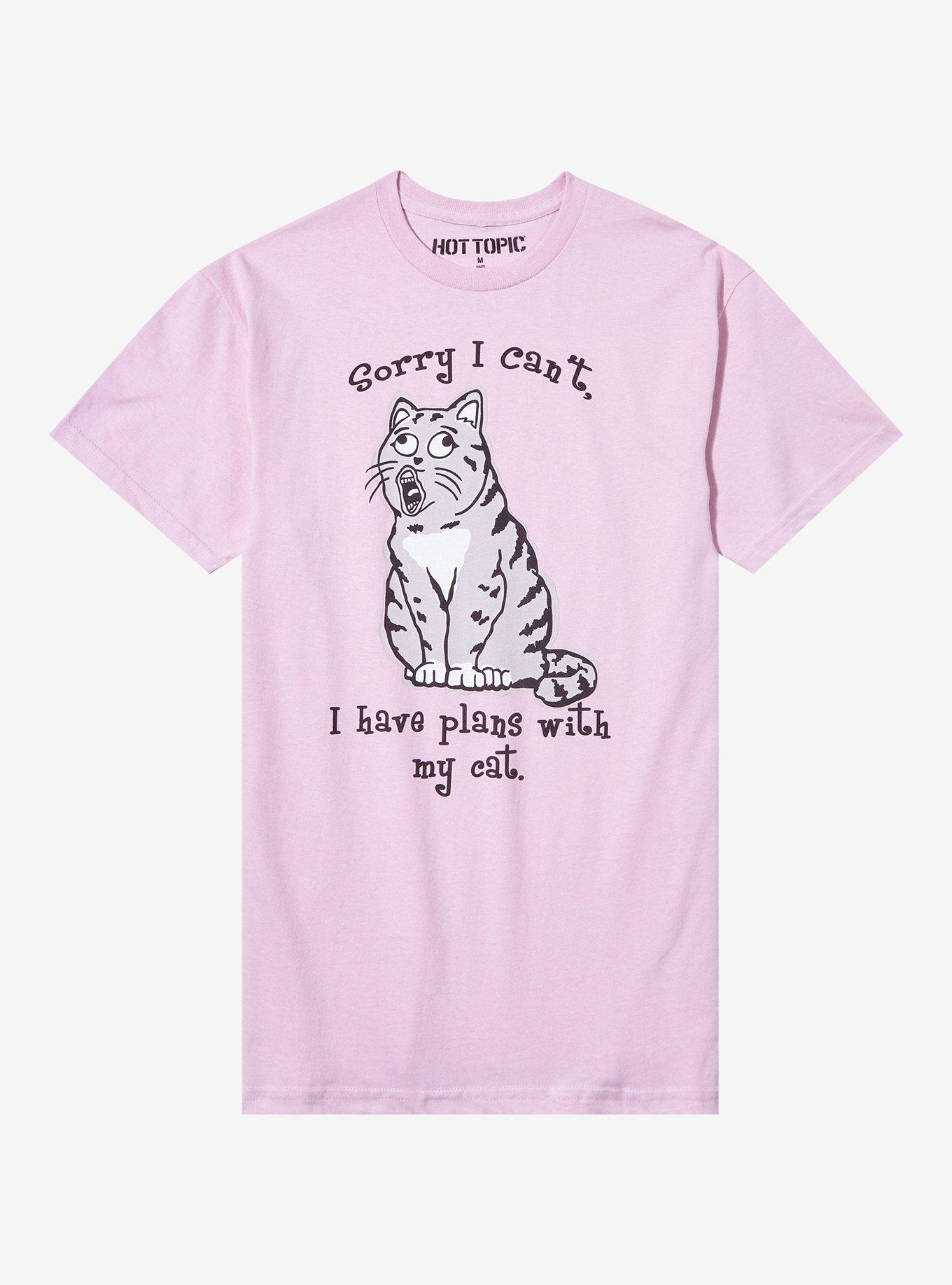 Plans With My Cat Pastel Pink T-Shirt, PINK, hi-res