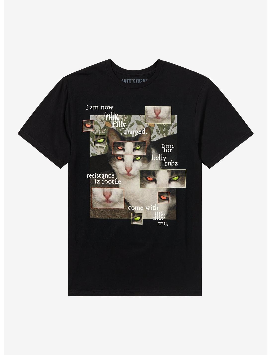Fully Charged Cat T-Shirt, BLACK, hi-res