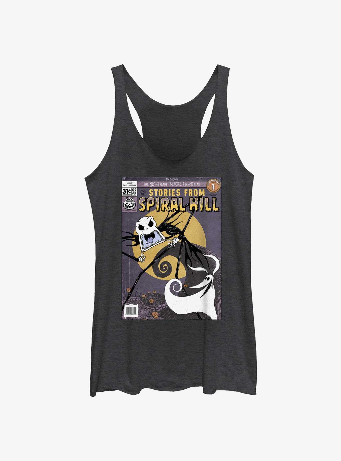 Disney The Nightmare Before Christmas Stories From Spiral Hill Jack and Zero Girls Tank, BLK HTR, hi-res