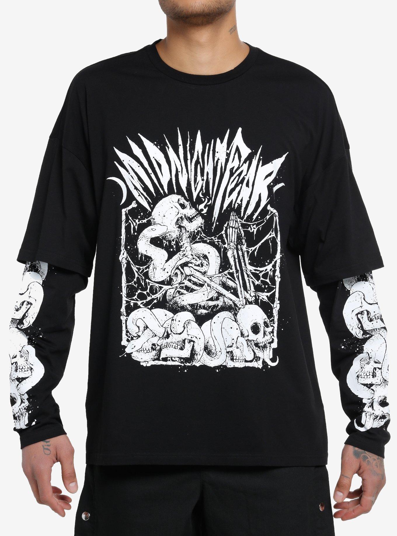 Midnight Fear Skulls & Snakes Oversized Twofer Long-Sleeve T-Shirt, , hi-res