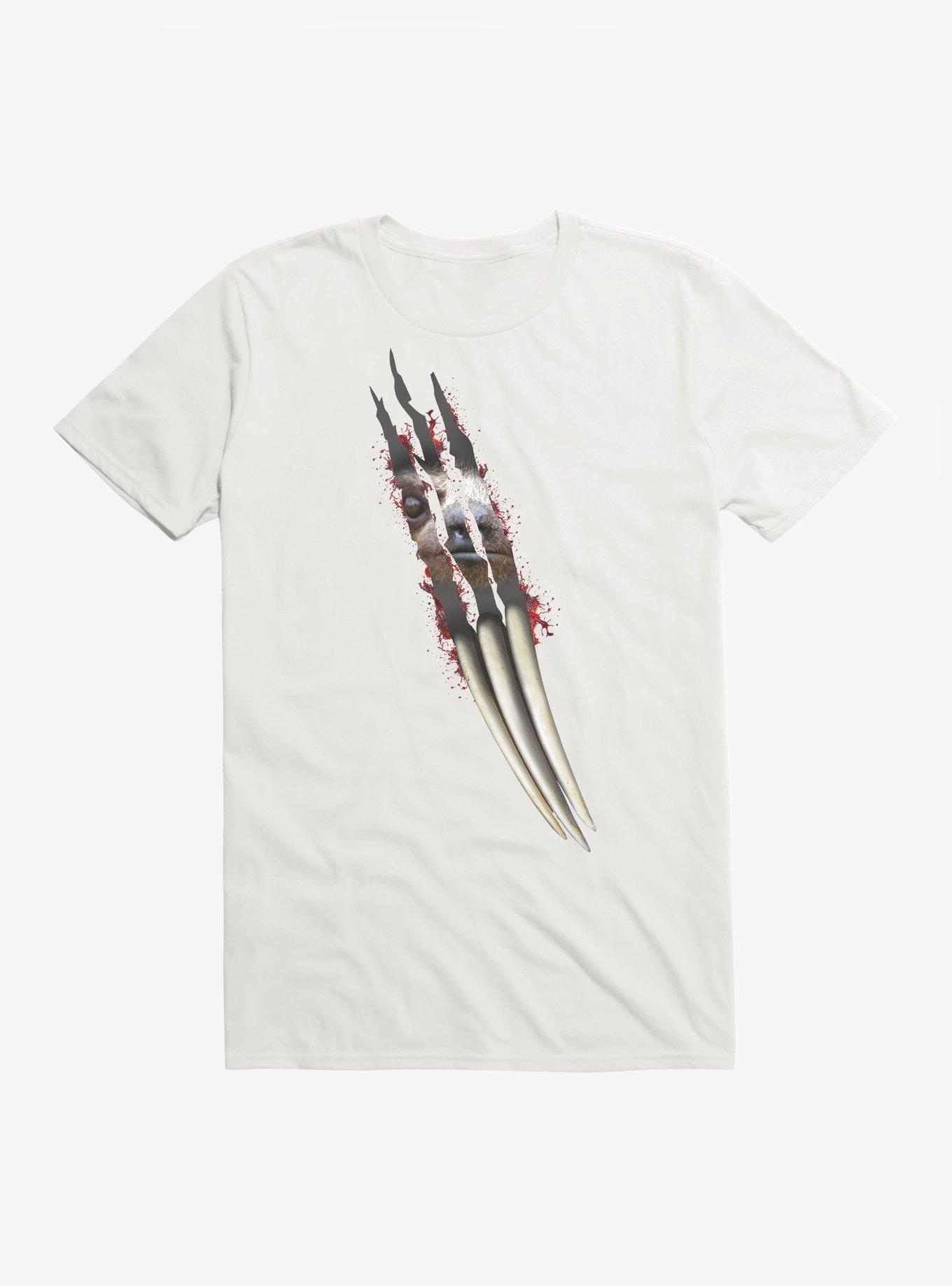 Scary Sloth Claws T-Shirt, WHITE, hi-res