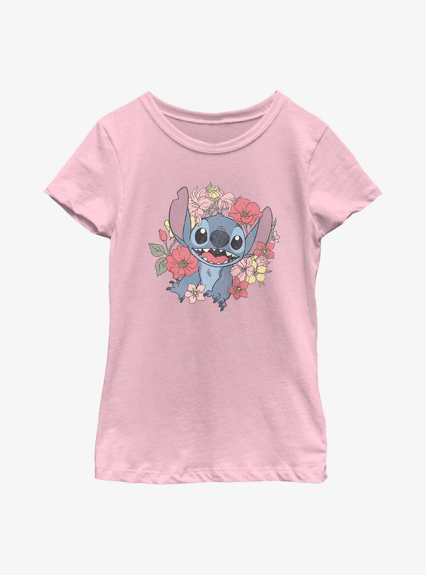 Disney Lilo & Stitch Floral Youth Girls T-Shirt
