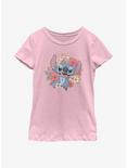 Disney Lilo & Stitch Floral Stitch Youth Girls T-Shirt, PINK, hi-res