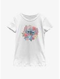 Disney Lilo & Stitch Floral Stitch Youth Girls T-Shirt, WHITE, hi-res