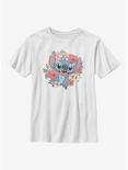 Disney Lilo & Stitch Floral Stitch Youth T-Shirt, WHITE, hi-res