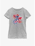 Disney Lilo & Stitch Riding Fireworks Youth Girls T-Shirt, ATH HTR, hi-res