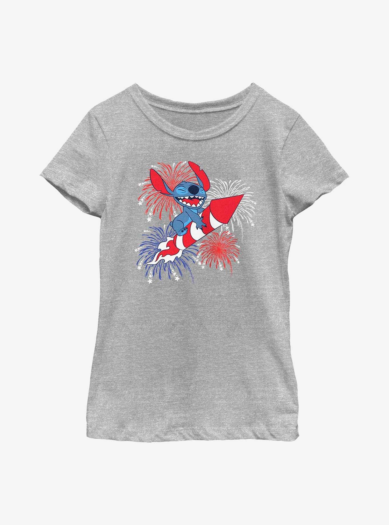 Disney Lilo & Stitch Riding Fireworks Youth Girls T-Shirt, , hi-res