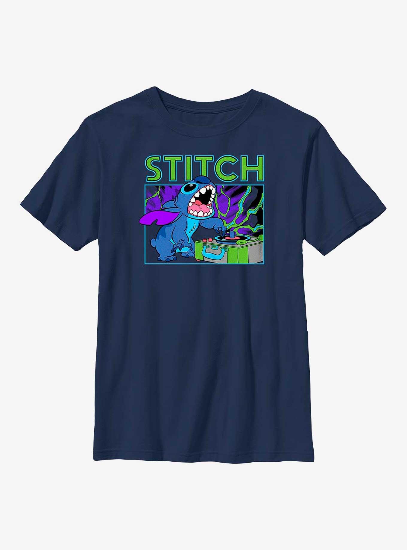 Disney Lilo & Stitch Record Scratch Youth T-Shirt, NAVY, hi-res