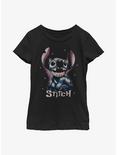 Disney Lilo & Stitch Distressed Stitch Youth Girls T-Shirt, BLACK, hi-res