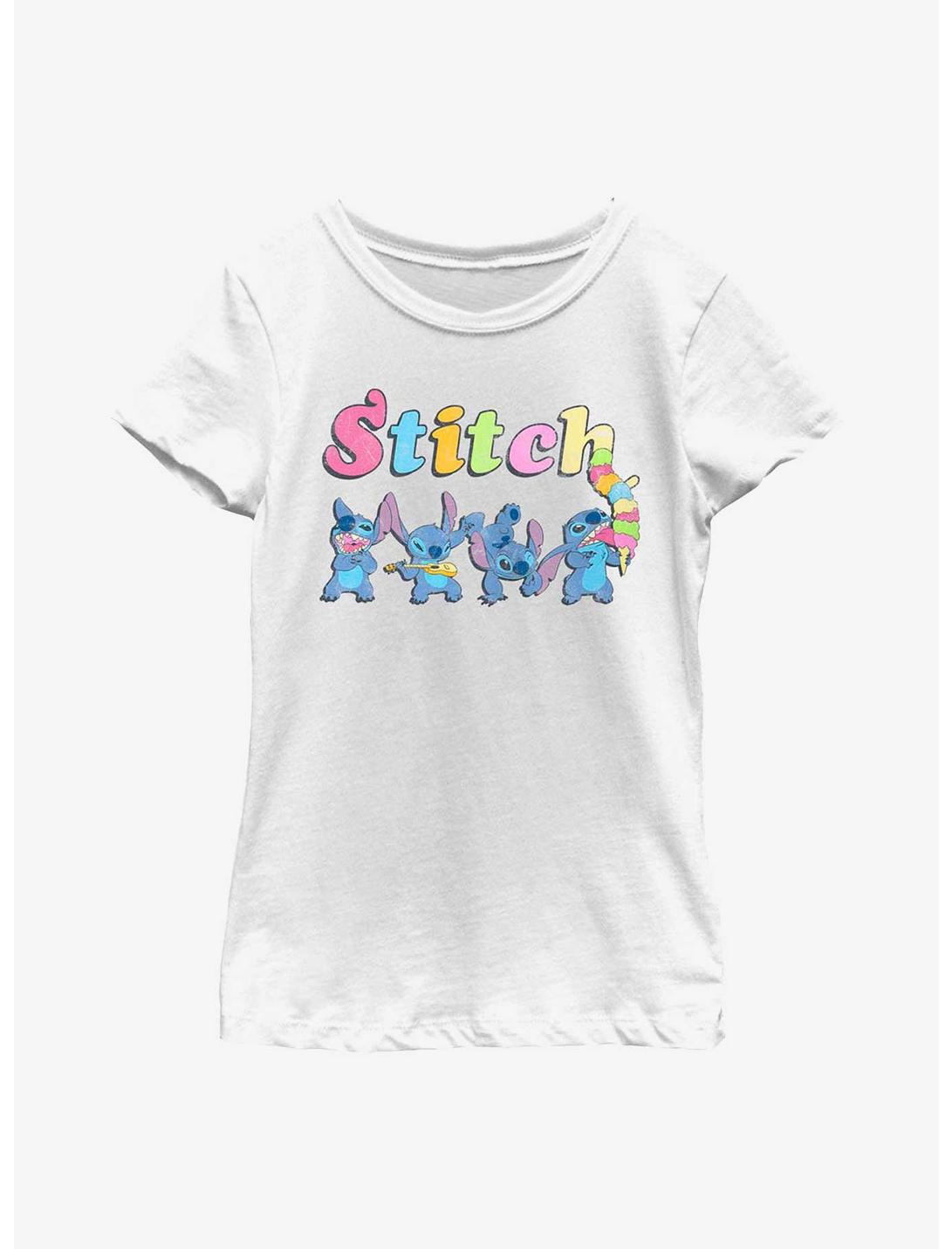 Disney Lilo & Stitch Colorful Stitches Youth Girls T-Shirt, WHITE, hi-res