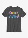 Disney Lilo & Stitch Colorful Stitches Youth T-Shirt, CHAR HTR, hi-res