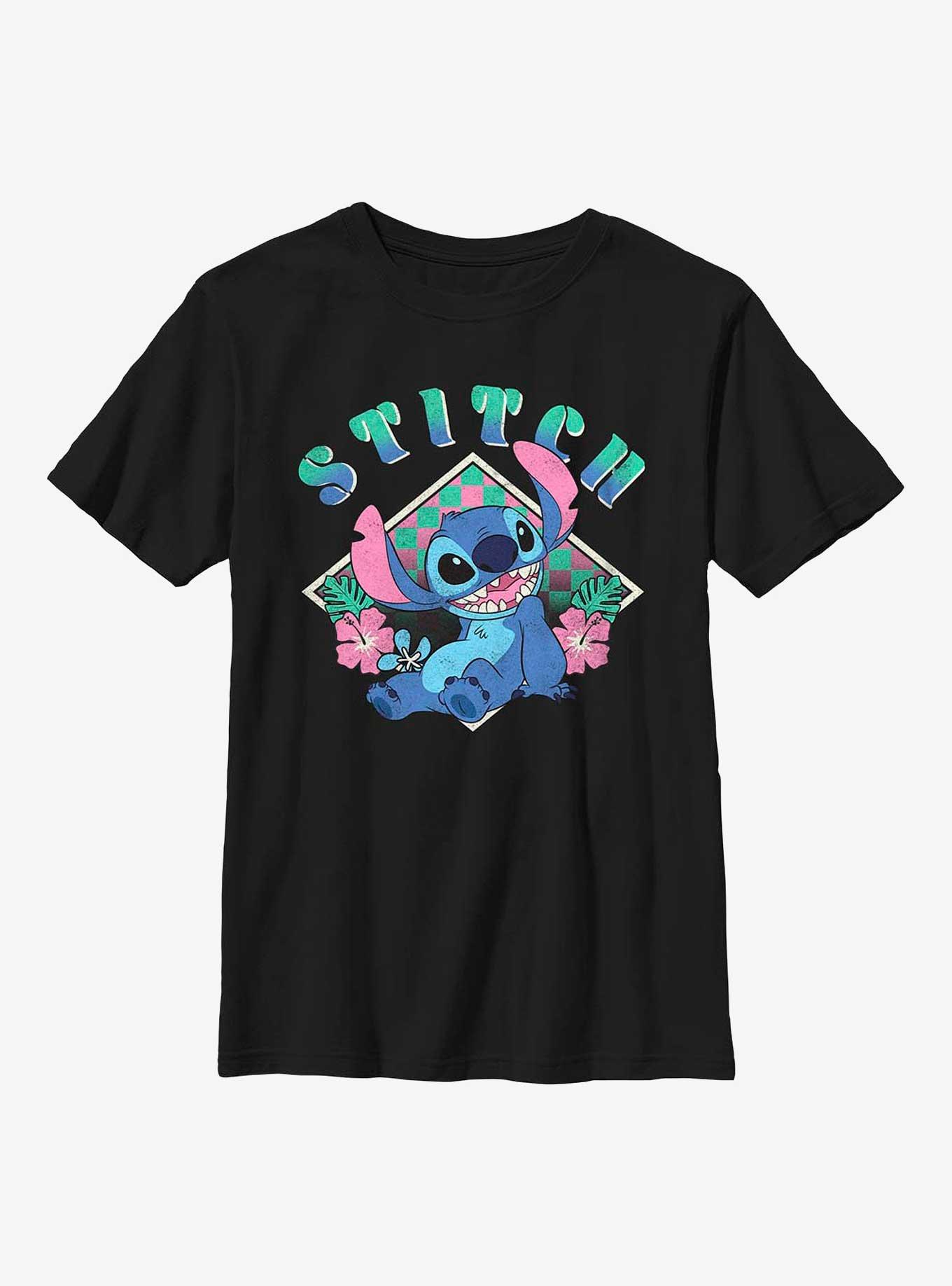 Disney Lilo & Stitch Flower Child Youth T-Shirt, BLACK, hi-res