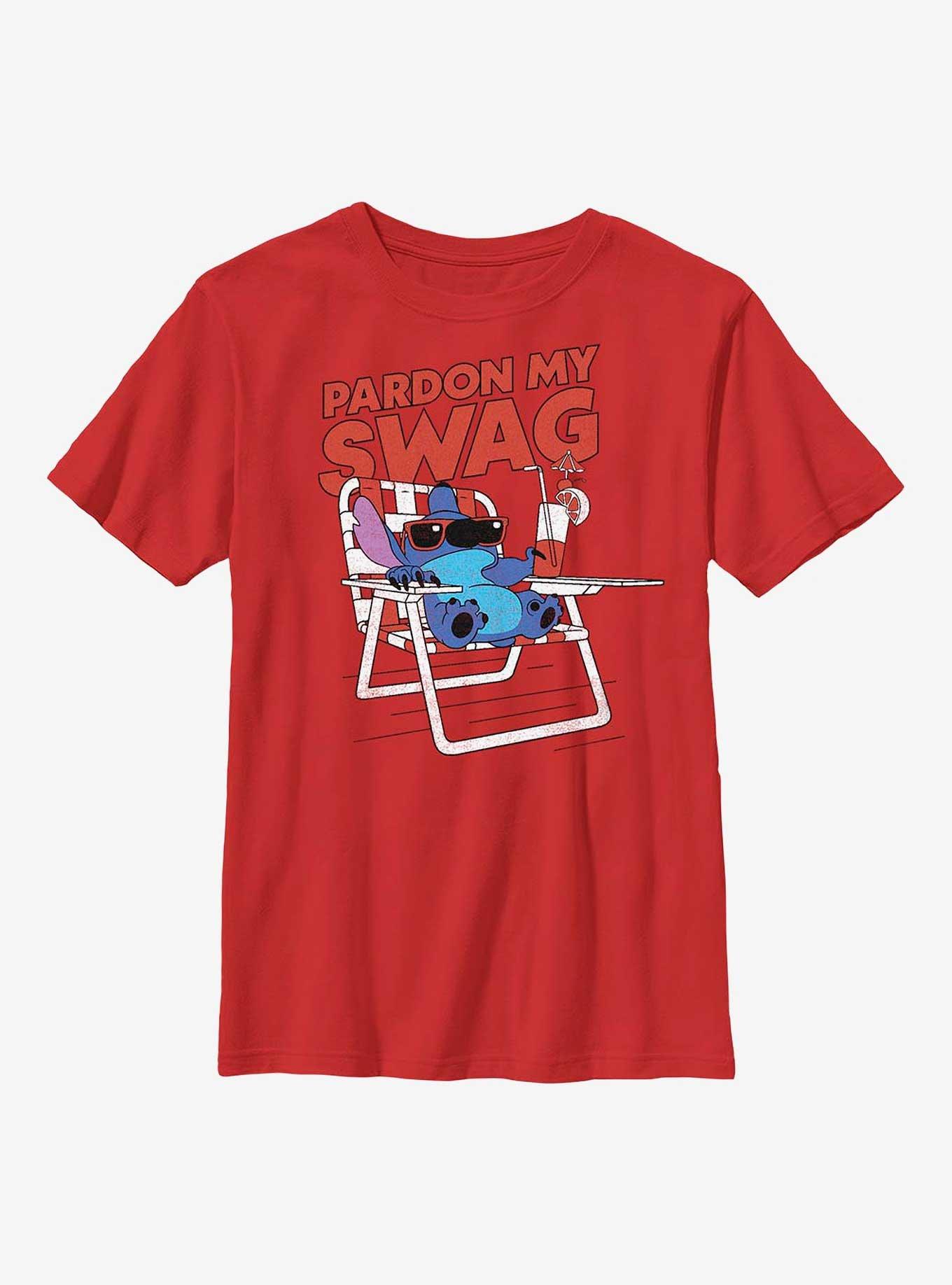 Disney Lilo & Stitch Pardon My Swag Youth T-Shirt, RED, hi-res