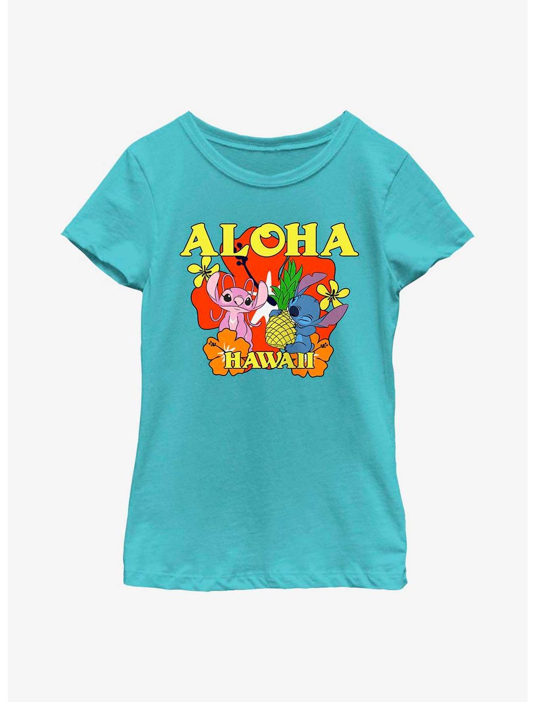 Disney Lilo & Stitch Aloha Angel & Stitch Youth Girls T-Shirt, TAHI BLUE, hi-res