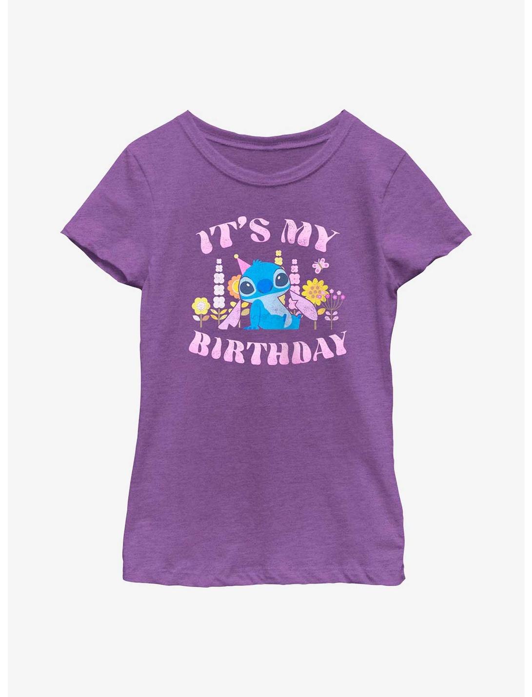 Disney Lilo & Stitch It's My Birthday Youth Girls T-Shirt, PURPLE BERRY, hi-res