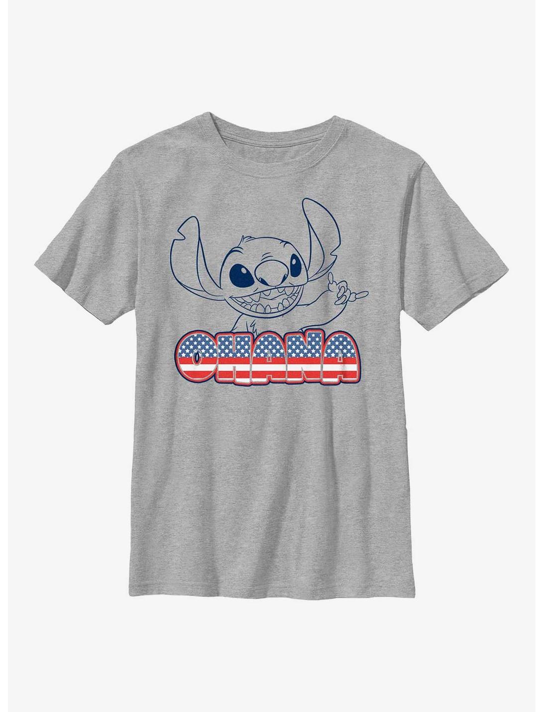 Disney Lilo & Stitch Patriotic Ohana Youth T-Shirt, ATH HTR, hi-res