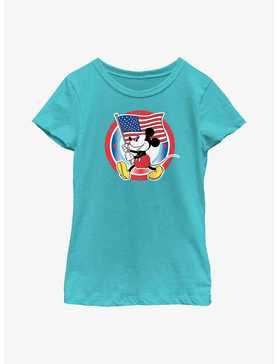 Disney Mickey Mouse American Flag Badge Youth Girls T-Shirt, , hi-res