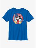 Disney Mickey Mouse American Flag Badge Youth T-Shirt, ROYAL, hi-res