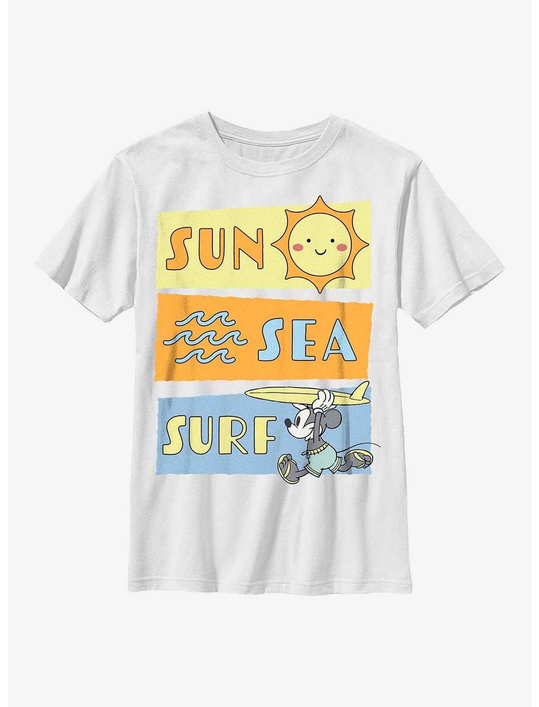 Disney Mickey Mouse Sun Sea Surf Youth T-Shirt, WHITE, hi-res