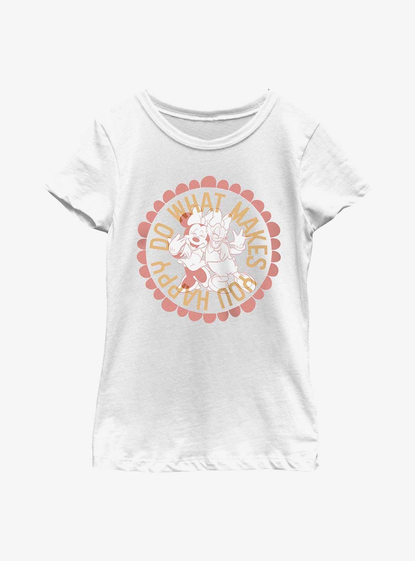 Disney Minnie Mouse Do What Makes You Happy Youth Girls T-Shirt, WHITE, hi-res