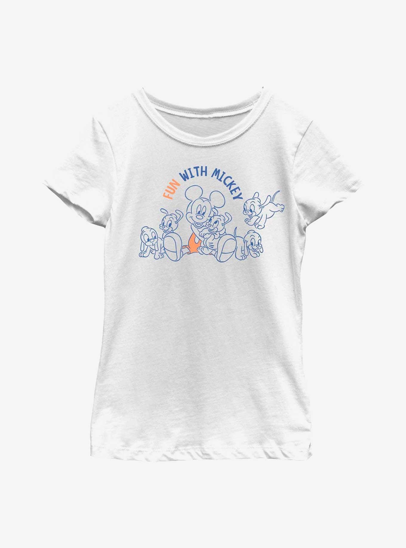 Disney Mickey Mouse Fun With Mickey Youth Girls T-Shirt, WHITE, hi-res