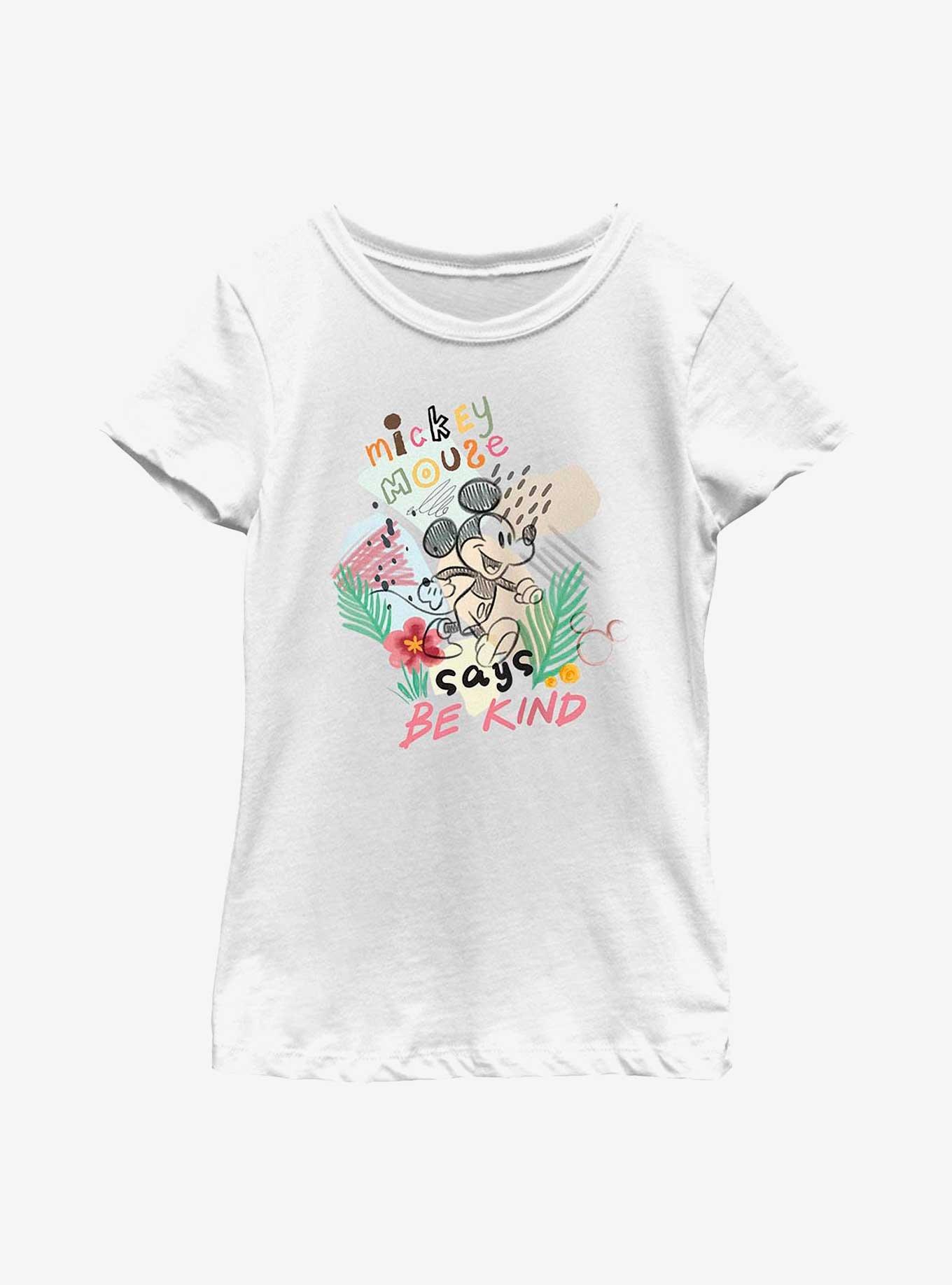 Disney Mickey Mouse Says Be Kind Youth Girls T-Shirt, WHITE, hi-res