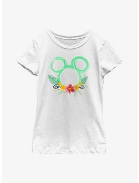Disney Mickey Mouse Head Outline Floral Youth Girls T-Shirt, , hi-res