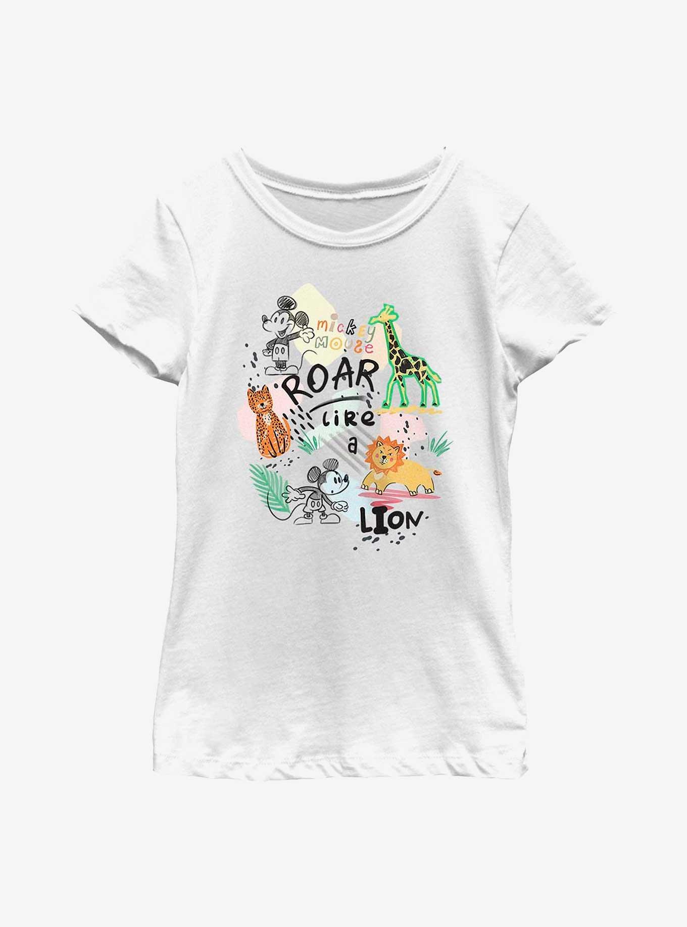 Disney Mickey Mouse Roar Like A Lion Youth Girls T-Shirt, WHITE, hi-res
