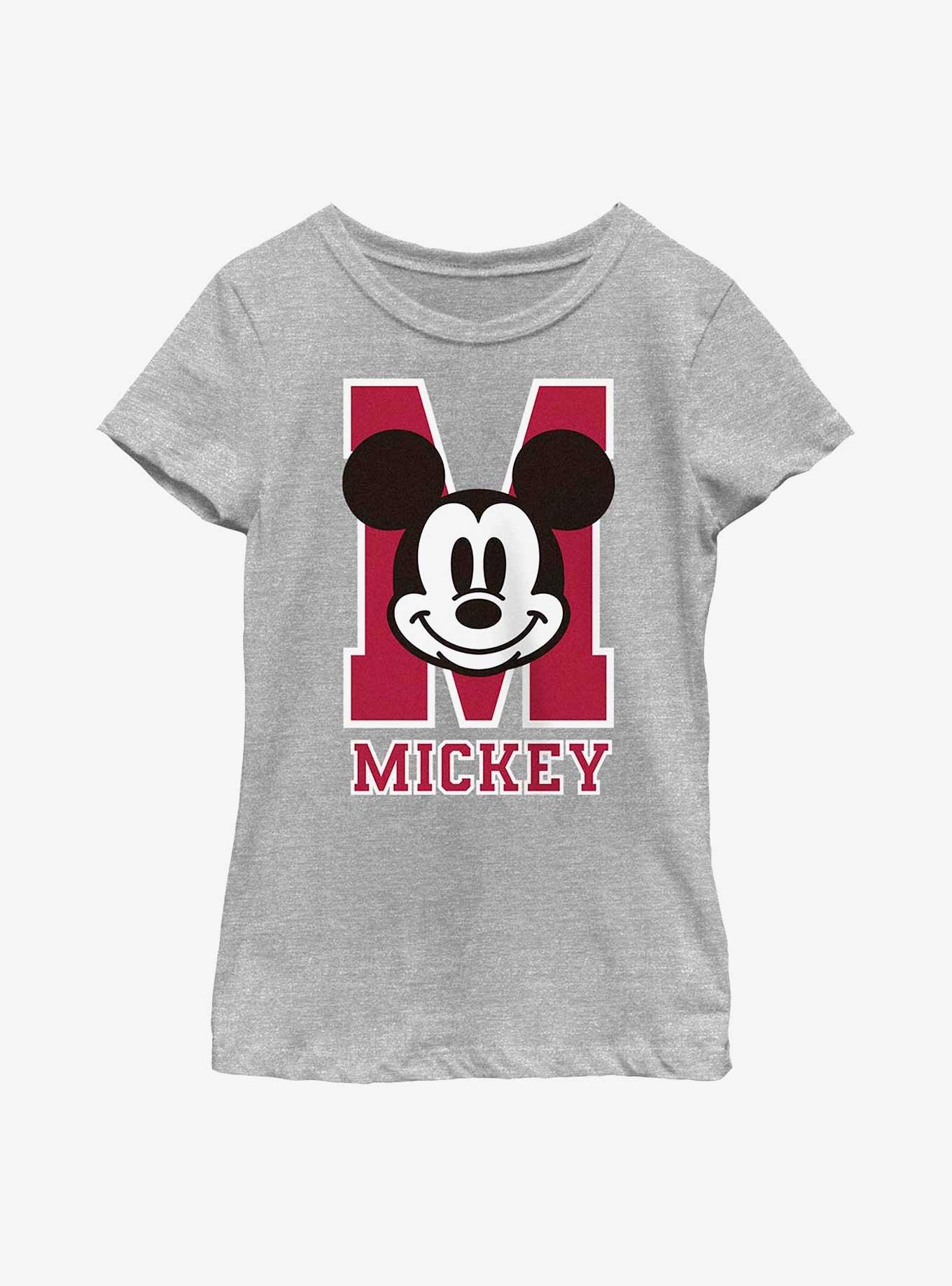 Disney Mickey Mouse Collegiate M Youth Girls T-Shirt, ATH HTR, hi-res