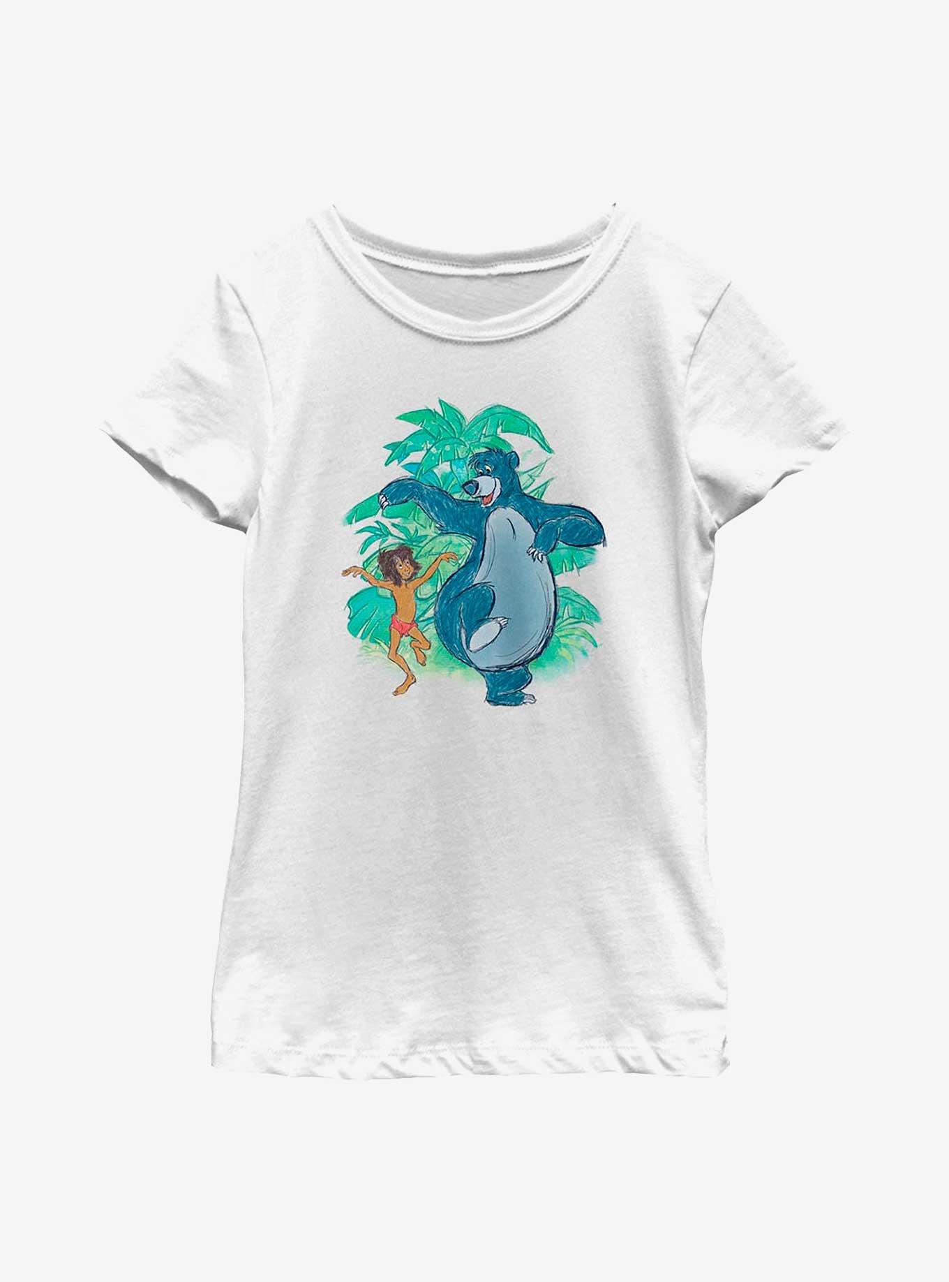 Disney The Jungle Book Baloo Sketch Youth Girls T-Shirt, WHITE, hi-res