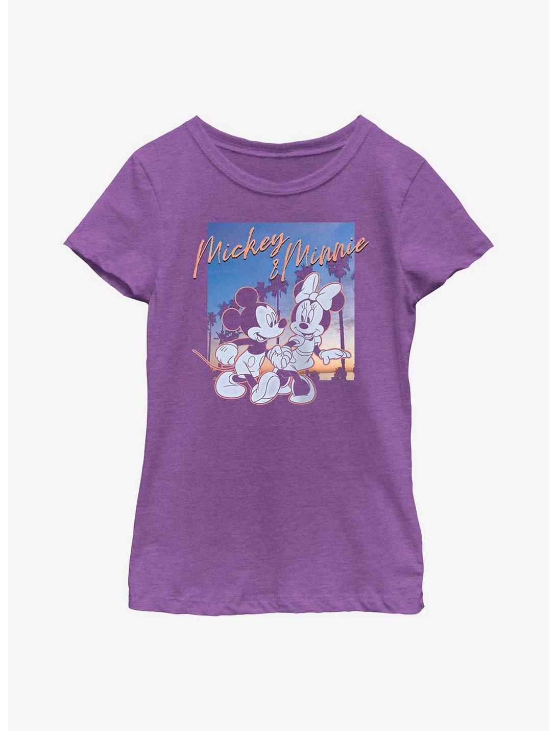 Disney Mickey Mouse California Sunset Youth Girls T-Shirt, PURPLE BERRY, hi-res