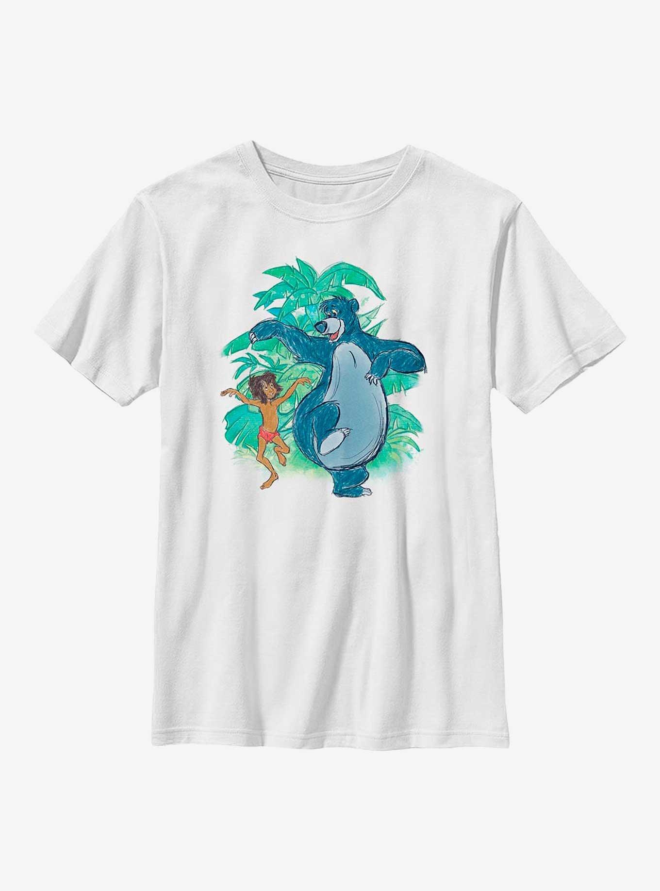 Disney The Jungle Book Baloo Sketch Youth T-Shirt, WHITE, hi-res