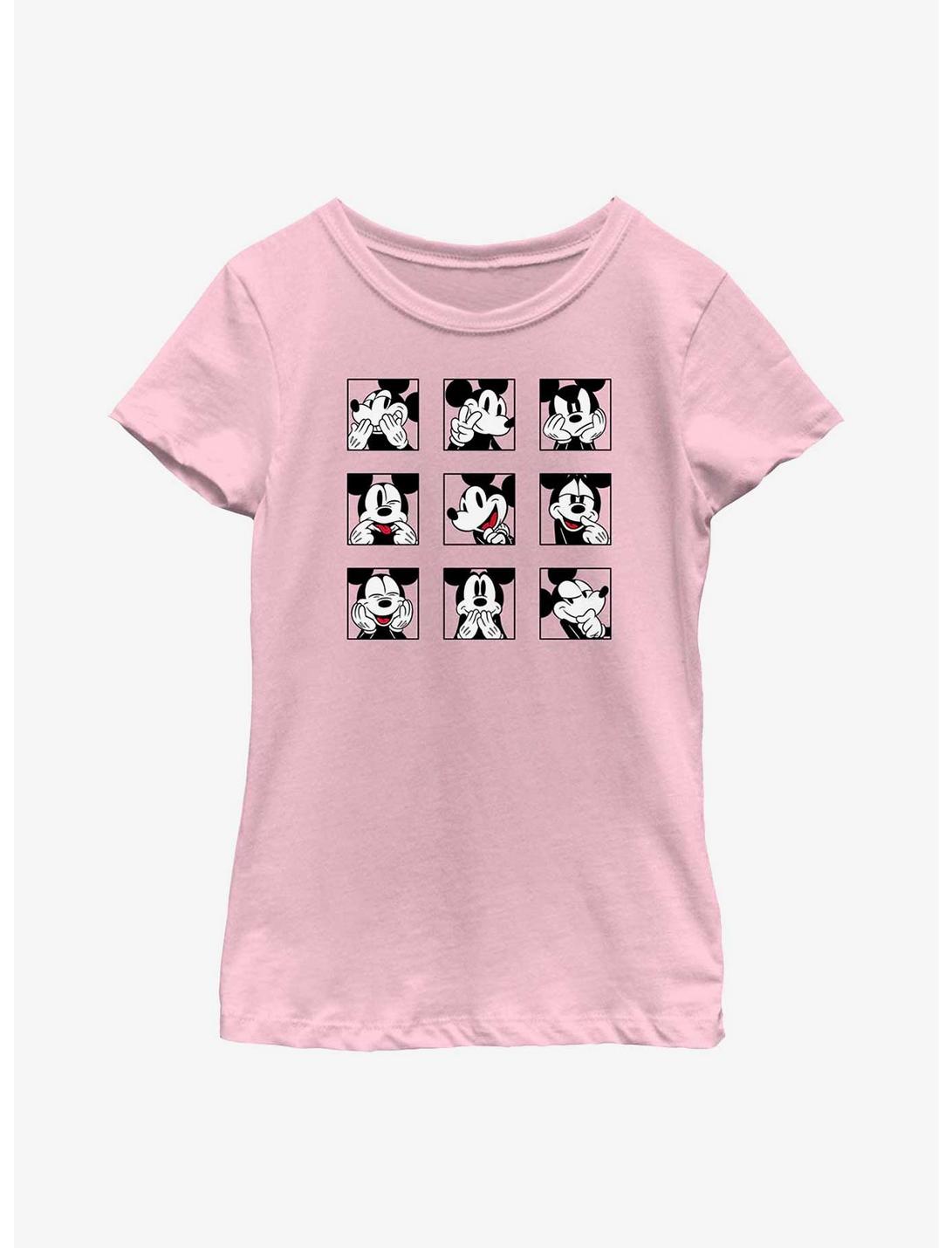 Disney Mickey Mouse Grid Expressions Youth Girls T-Shirt, PINK, hi-res