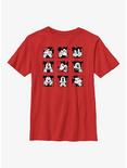 Disney Mickey Mouse Grid Expressions Youth T-Shirt, RED, hi-res