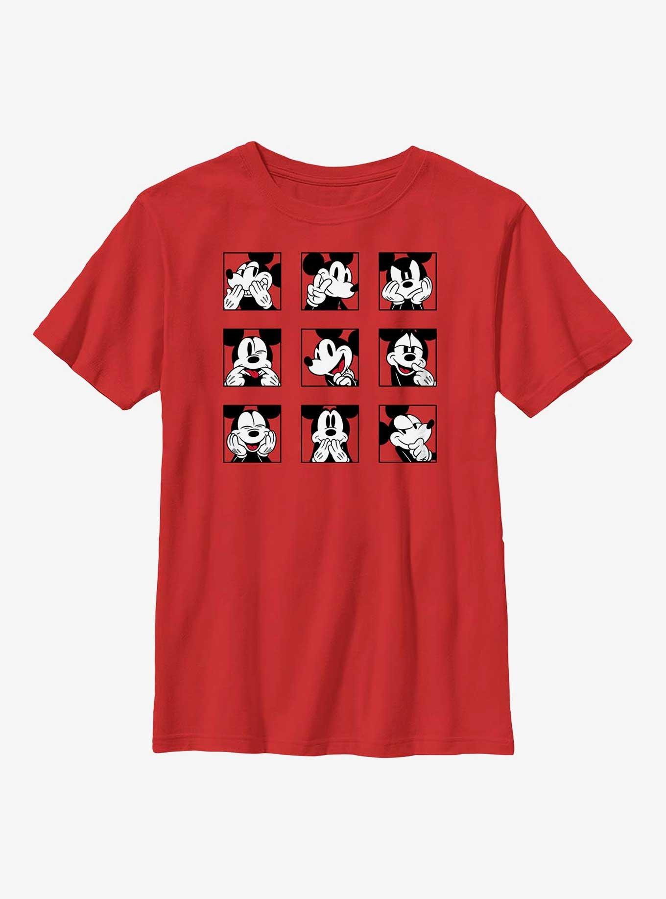 Disney Mickey Mouse Grid Expressions Youth T-Shirt, RED, hi-res
