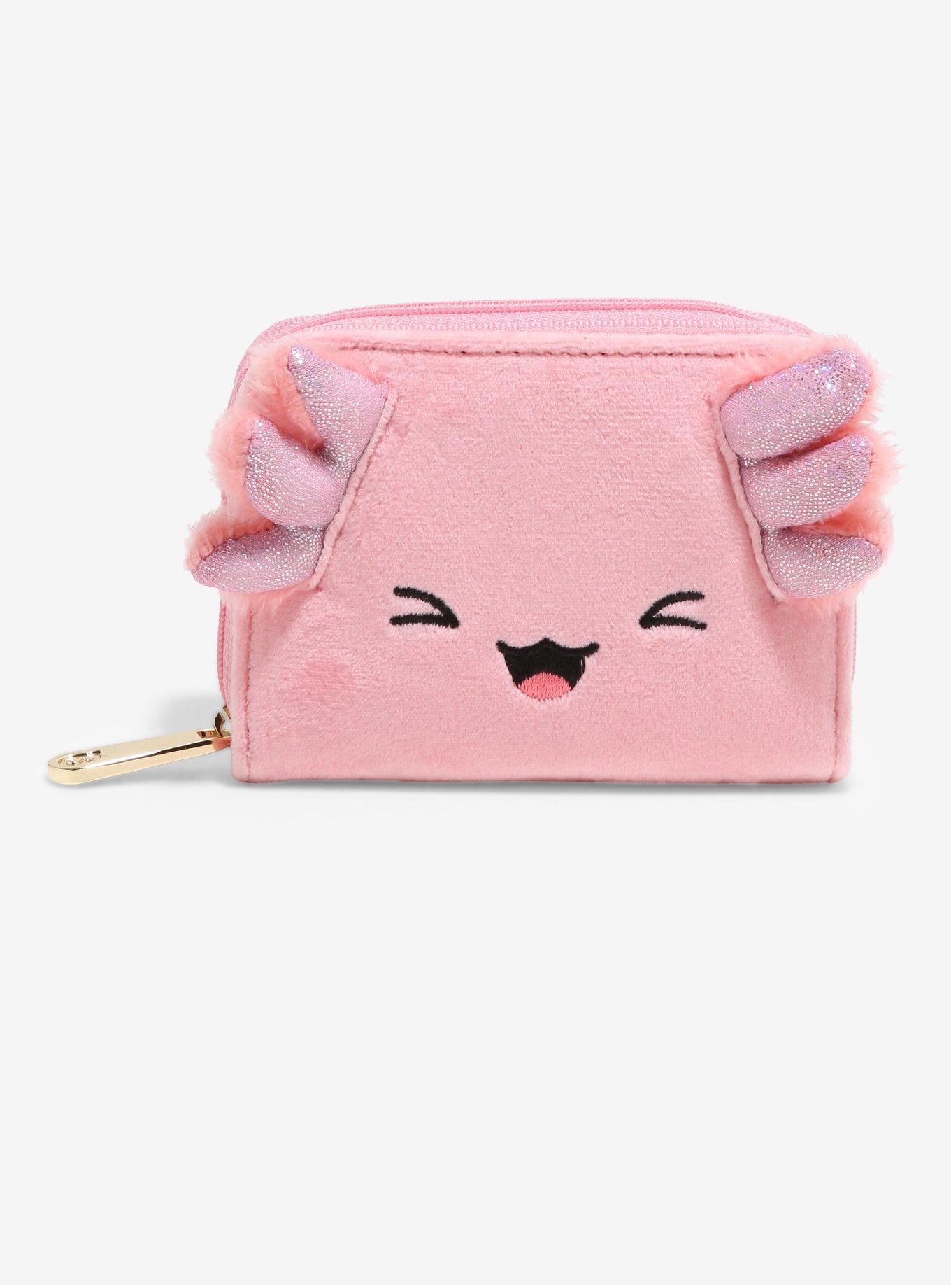 Cartoon Pink Axolotl Bifold Wallet – PU Leather Slim Wallet For Men & Women With Card Slots