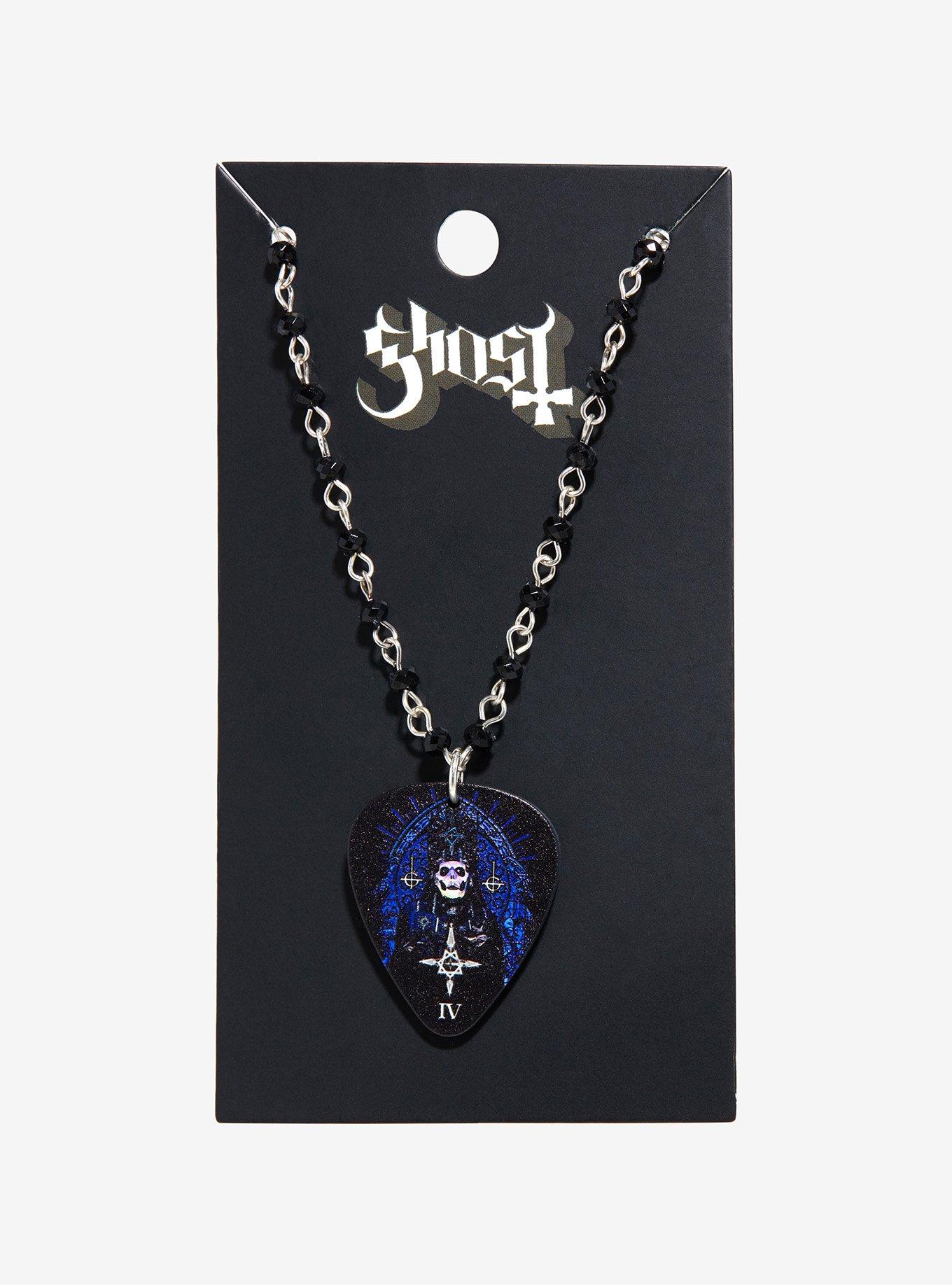 Ghost Guitar Pick Pendant Necklace, , hi-res